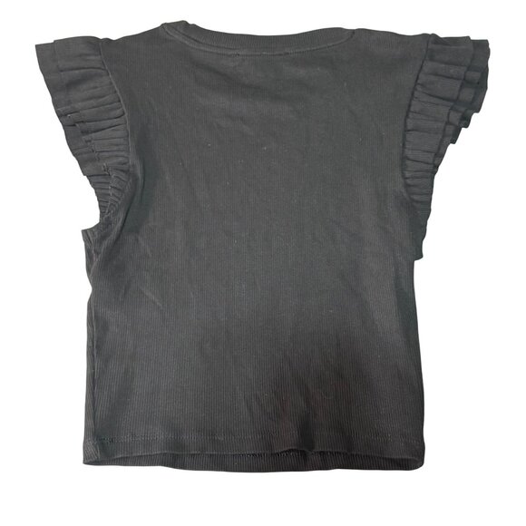 Zara Women’s Black Ruffled Sleeve Ribbed Knit Top EU S US‎ S - Picture 4 of 4